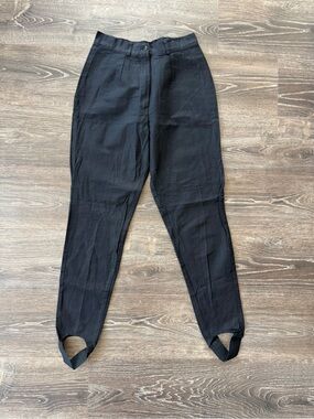 Vintage High-Waist Black Stirrup Trousers for Women